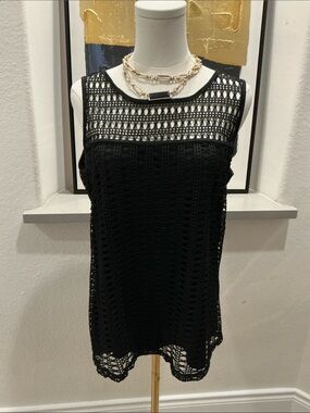 NAIF Black Crochet Sleeveless Blouse
